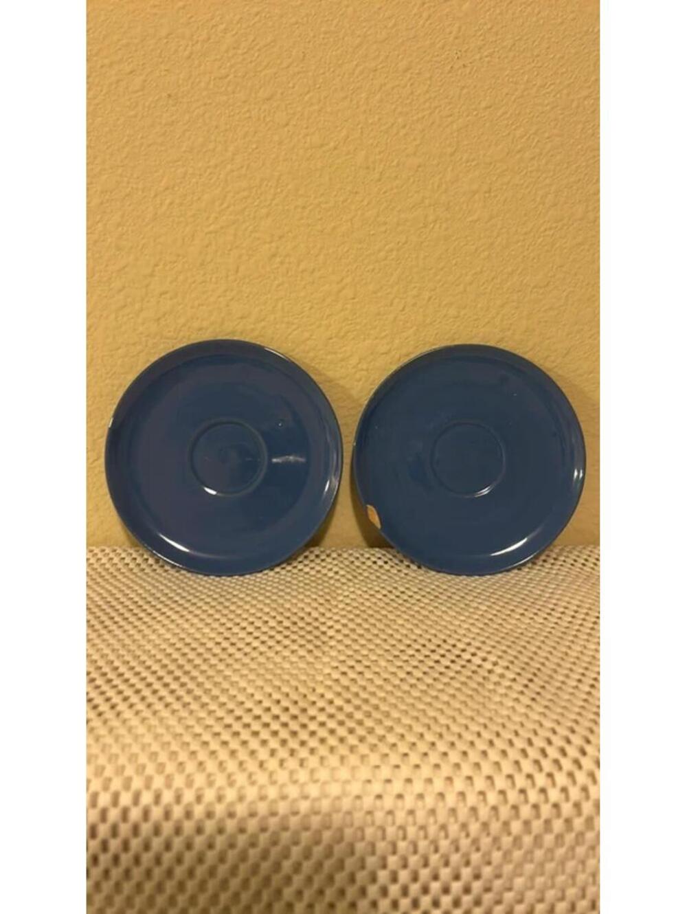 2 Blue Pastel Bread Plates/Saucers Ceramic Native California Vintage Pottery
